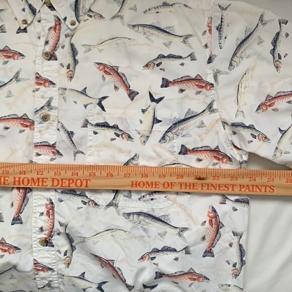 Reel Legends Cotton Short Sleeve Fish Print Men’s Shirt Size L - Picture 4 of 8